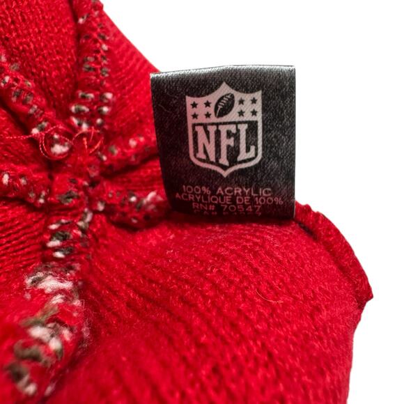 San Francisco 49ers Camo Cuffed Pompom Beanie Forty Seven NFL Licensed Red White - Picture 3 of 6